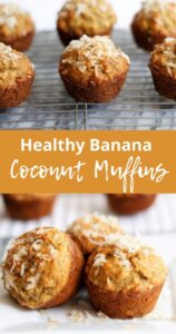 pinterest graphic of banana coconut muffins