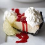 Key Lime Pie with Chocolate Crust and Rasperry Sauce