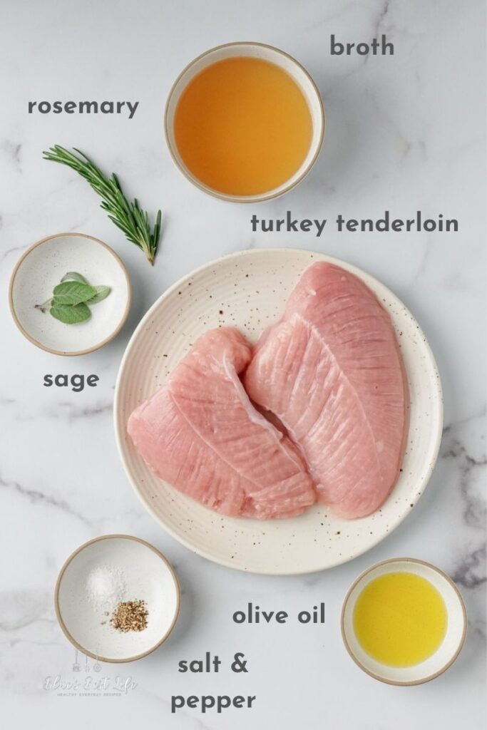 The ingredients needed for a turkey tenderloin.