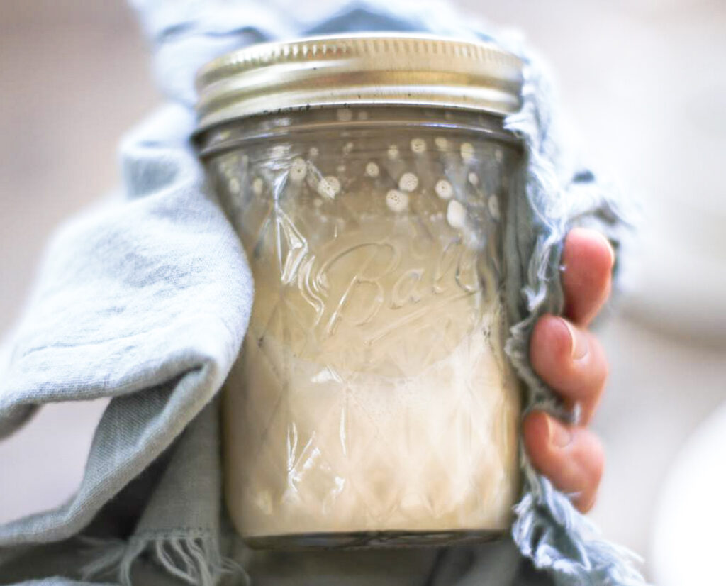 oat milk in a mason jar 