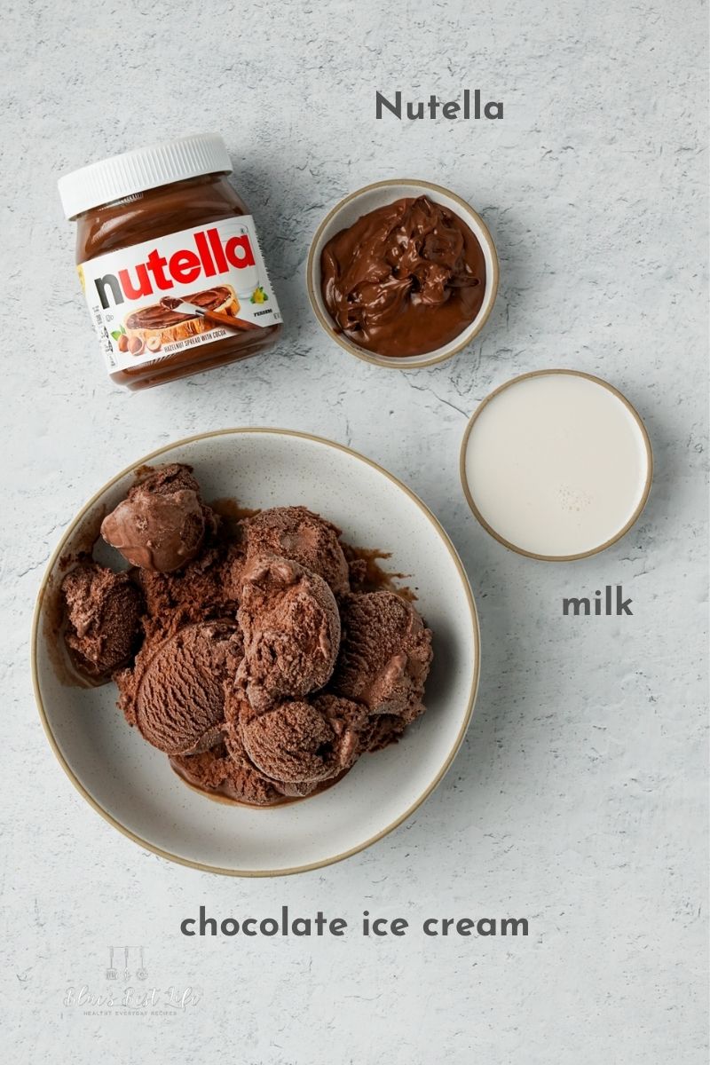 The ingredients for a Nutella Milkshake,