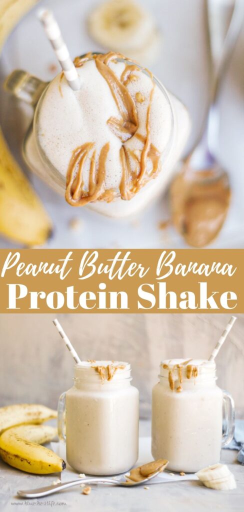 Graphic with peanut butter banana protein shake 