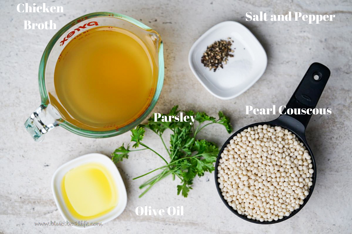 Ingredients to make instant pot pearl couscous 
