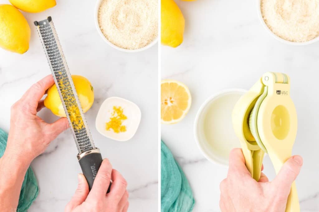 zesting lemon and squeezing lemon