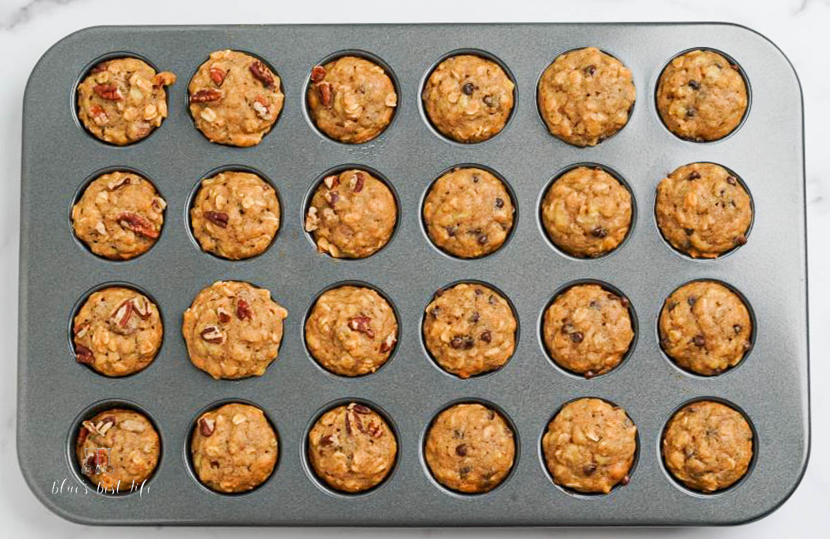 mini banana muffins after baked