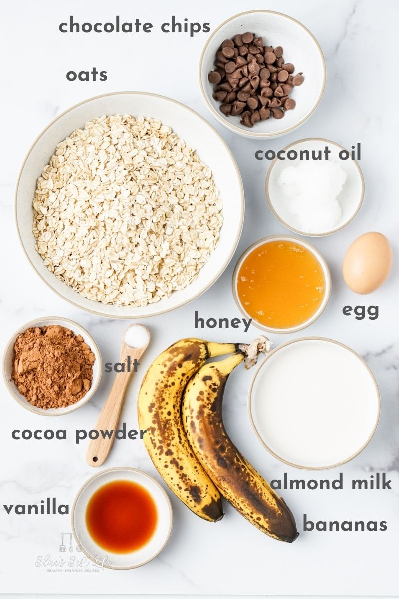 ingredients for chocolate baked oats.