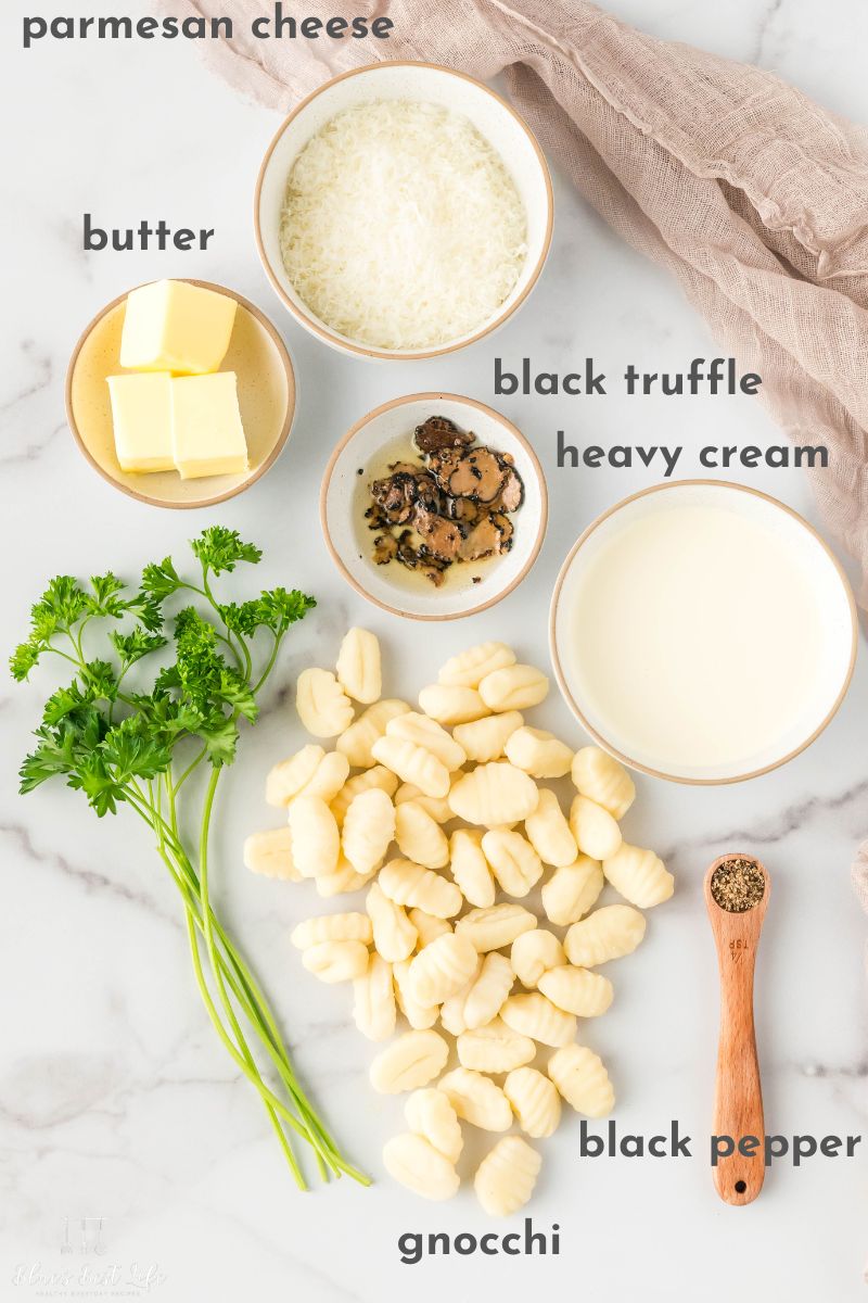 The ingredients to make truffle gnocchi.