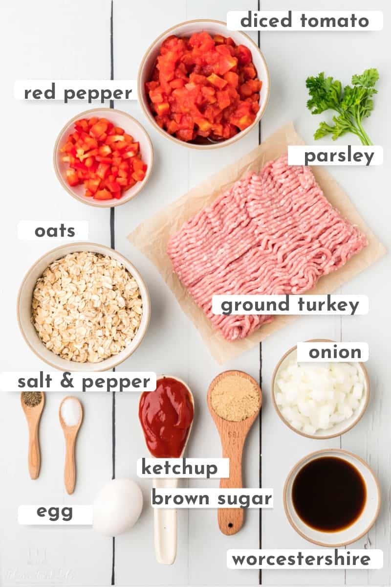The ingredients for turkey meatloaf. 