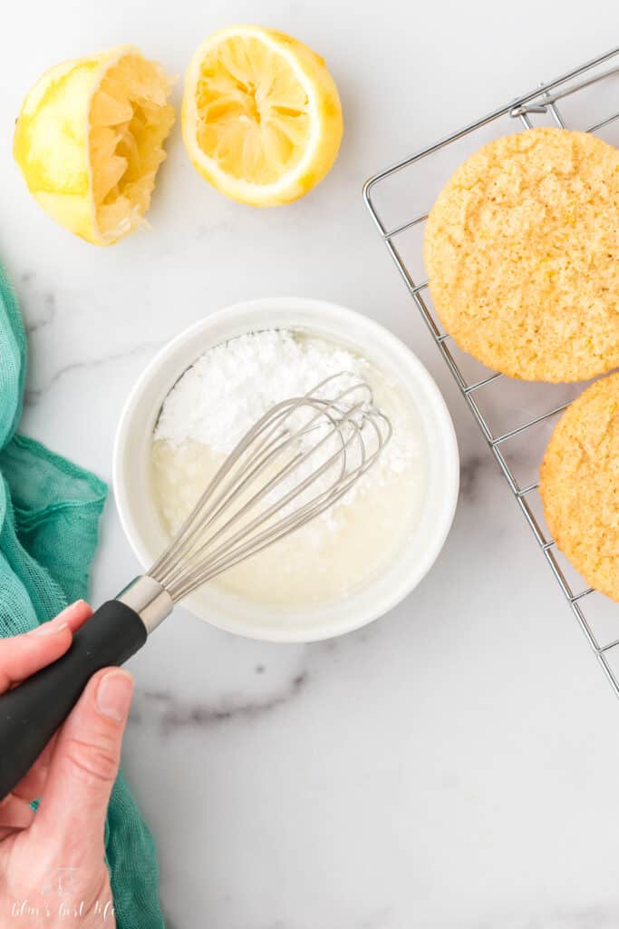 mixing the ingredients to make a glaze