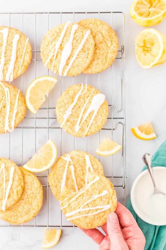 glazed cookies in a cooling rack