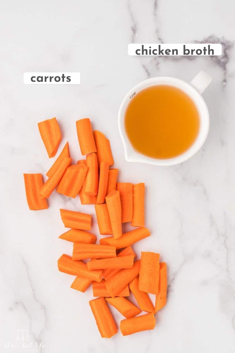 The ingredients needed for steamed carrots.