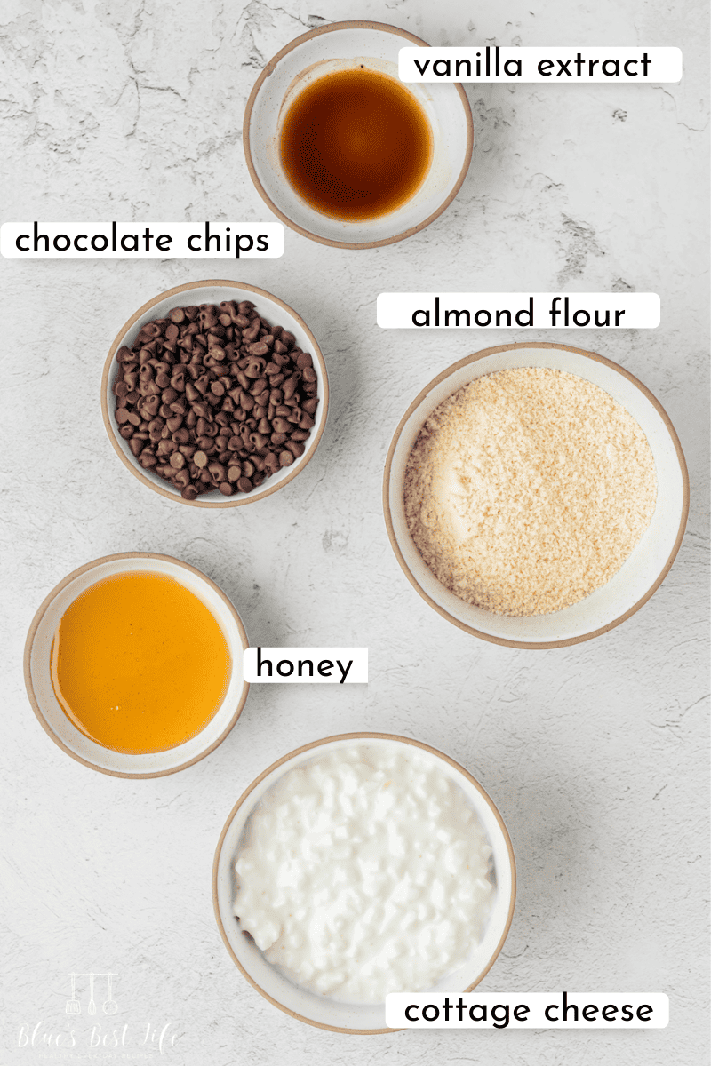 The ingredients to make cottage cheese cookie dough.