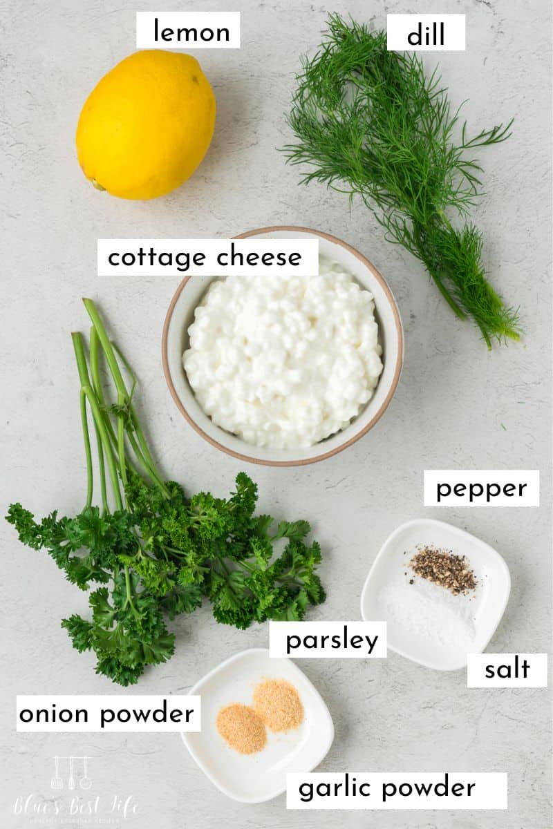 Ingredients for cottage cheese dip.