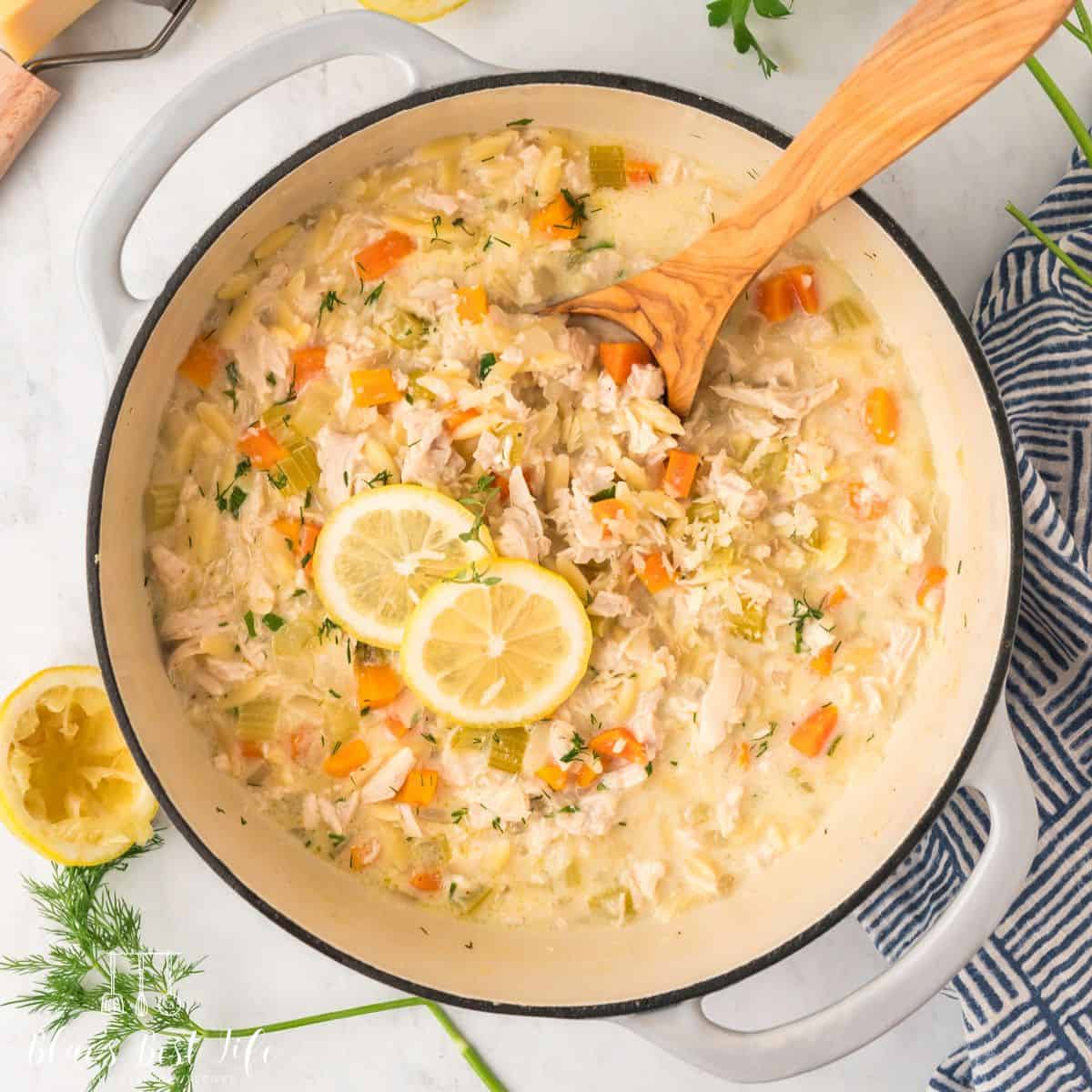 Easy Creamy Lemon Chicken Orzo Soup