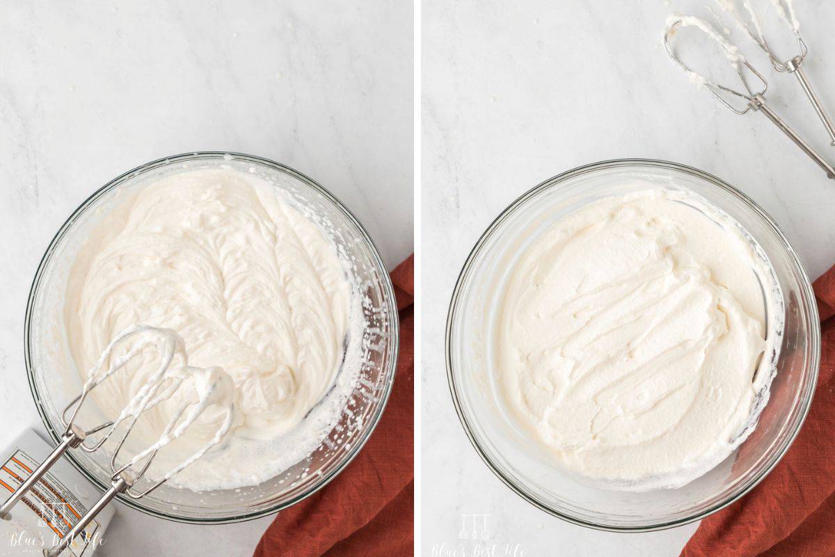 The cream once it has reached stiff peaks. 