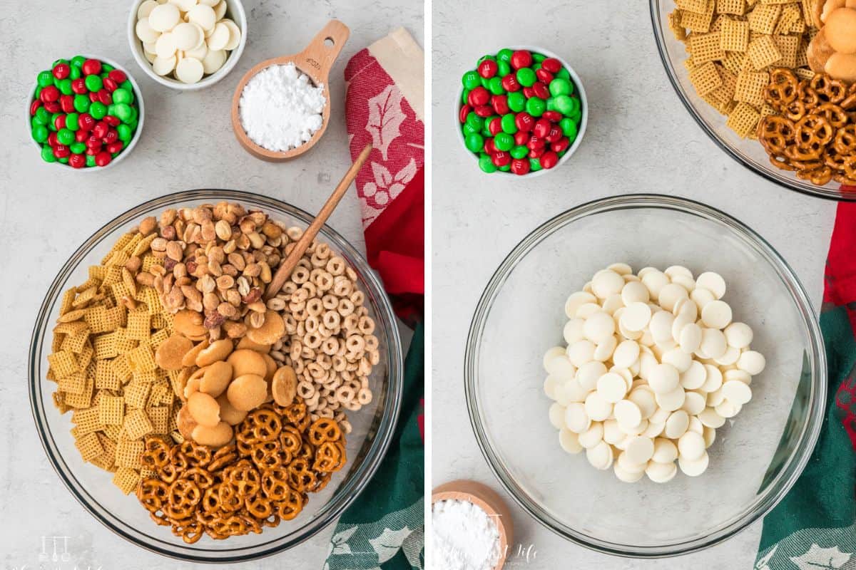 Adding the mixture to the bowl and melting the white chocolate. 