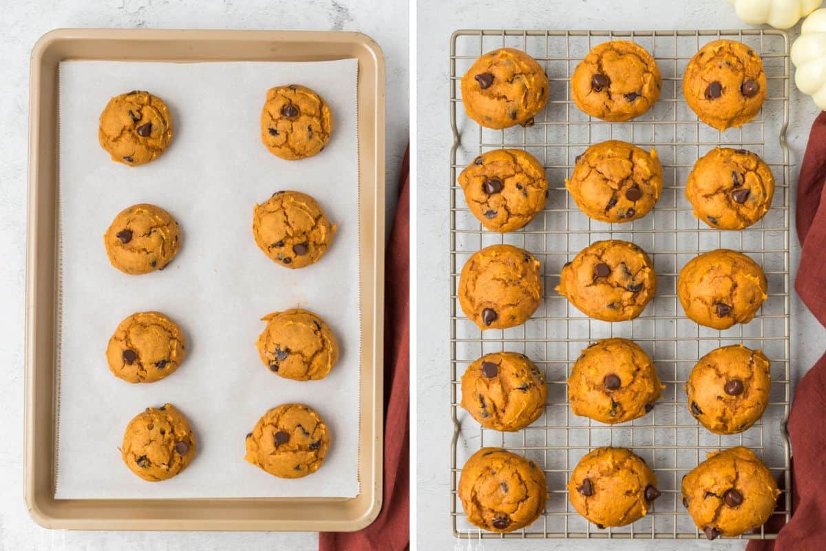 The cookies after they baked and cooling. 