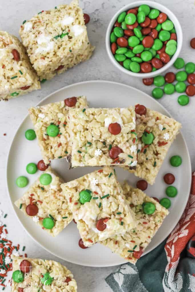 Easy Christmas Rice Krispie Treats (Holiday M&M's) - Blues Best Life