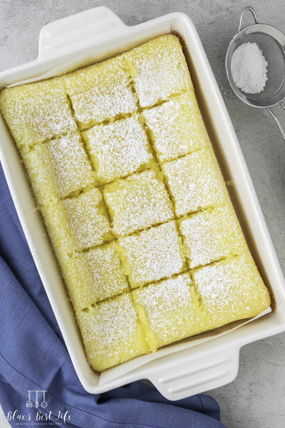A baking dish with lemon bars