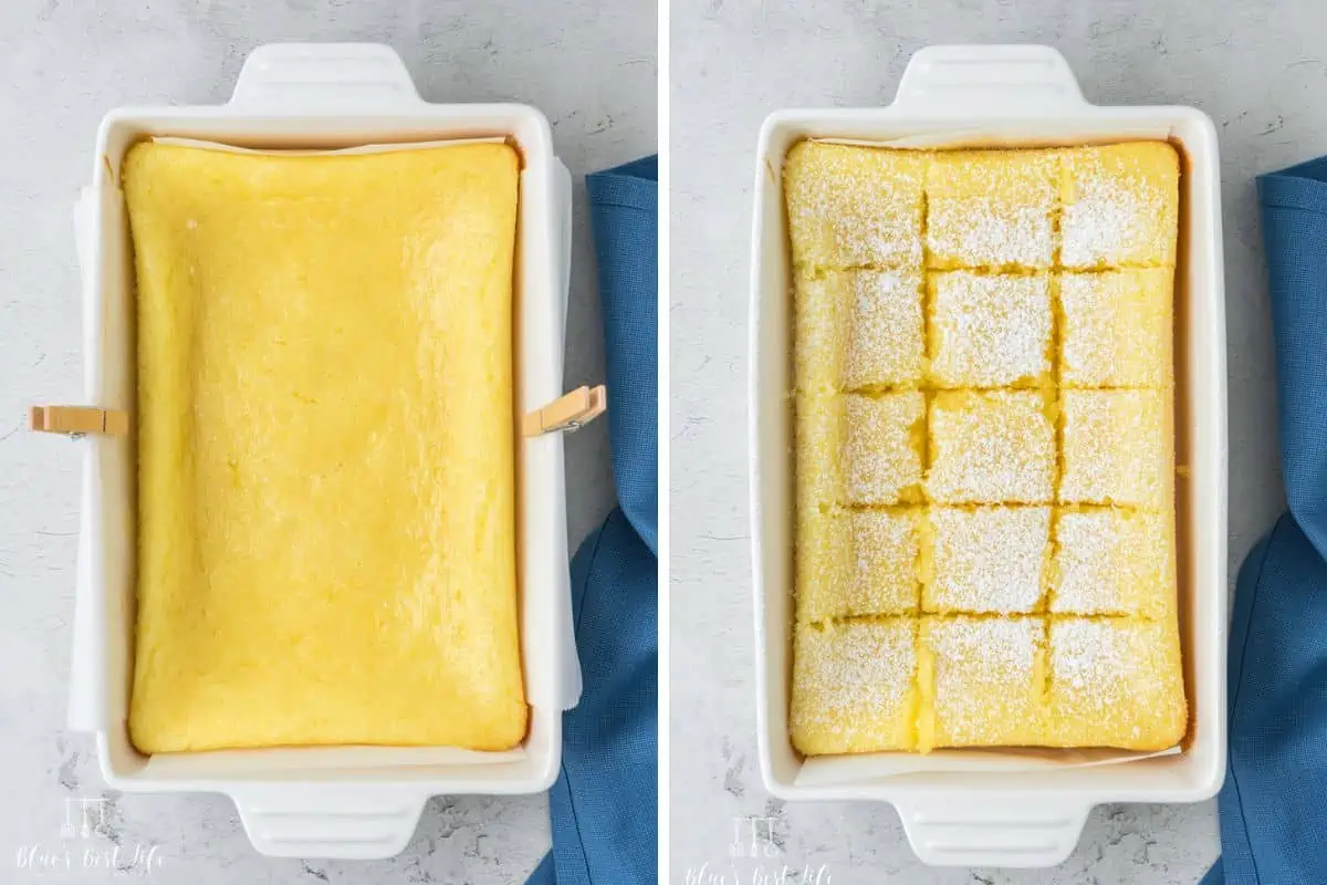 The lemon bars after they baked. 