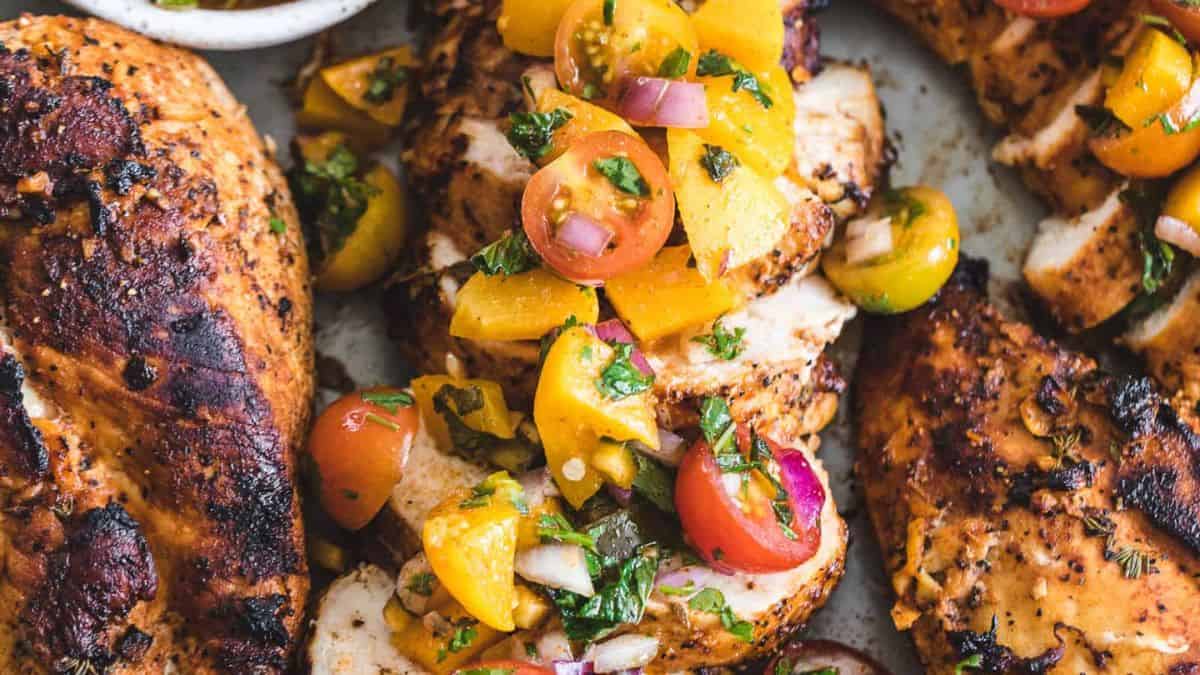 Honey Garlic Chicken with Peach Salsa