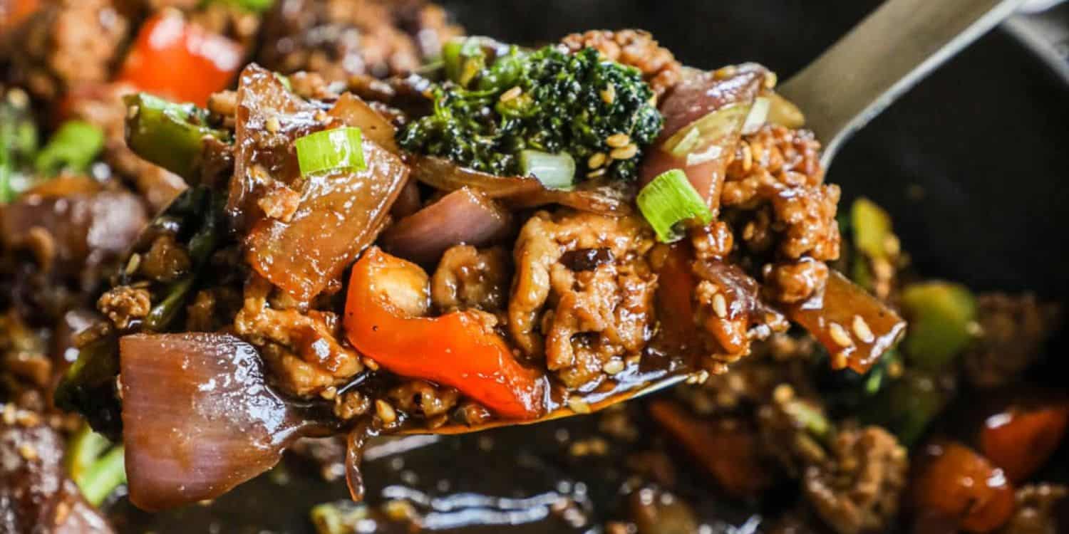 Ginger Sesame Ground Chicken Stir Fry