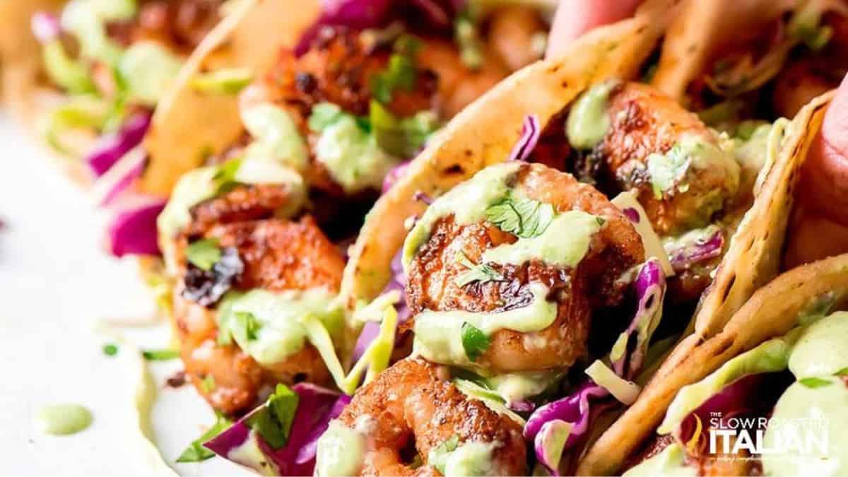 Spicy Shrimp Tacos Recipe With Cilantro Lime Sauce