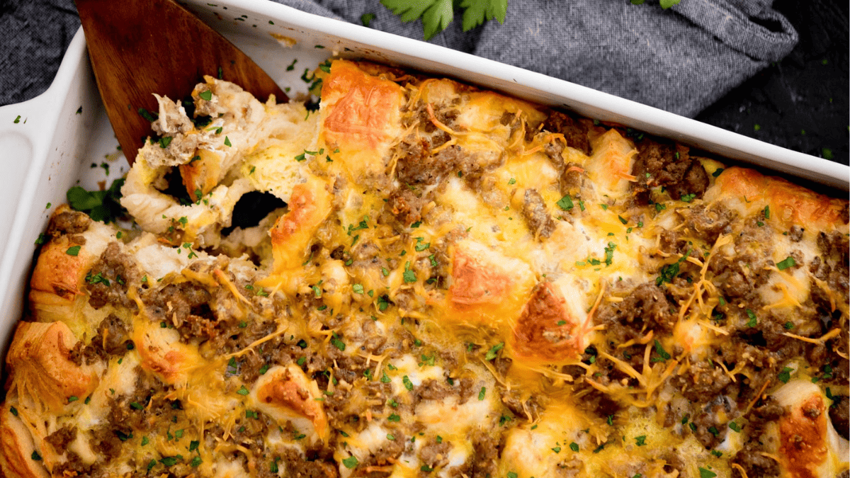 Breakfast Biscuit Casserole with Sausage