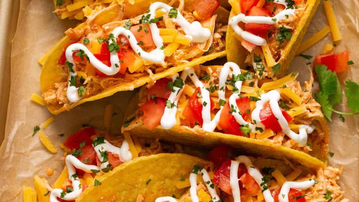 Crockpot Cream Cheese Salsa Chicken Tacos