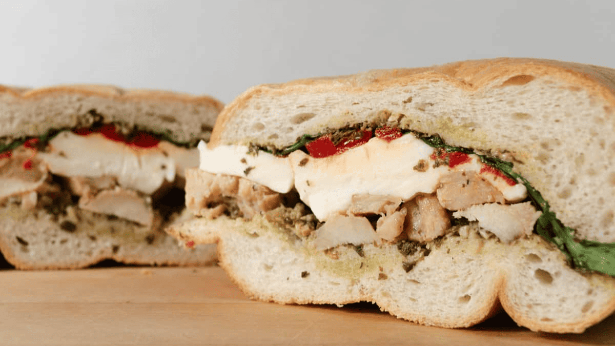 Pressed Sandwich with Pesto & Chicken