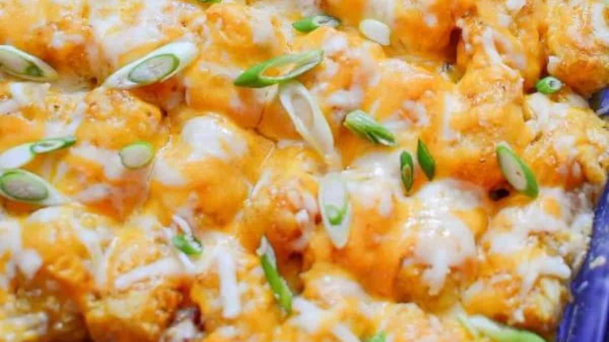 Buffalo Chicken Tater Tot Casserole