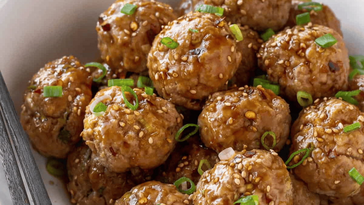 Asian Pork Meatballs with Sweet Soy Broth