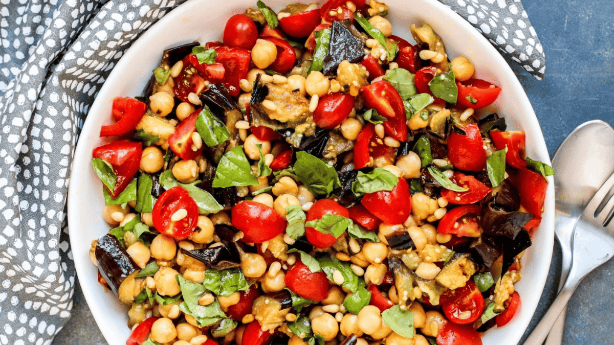 Mediterranean Eggplant Chickpea Salad