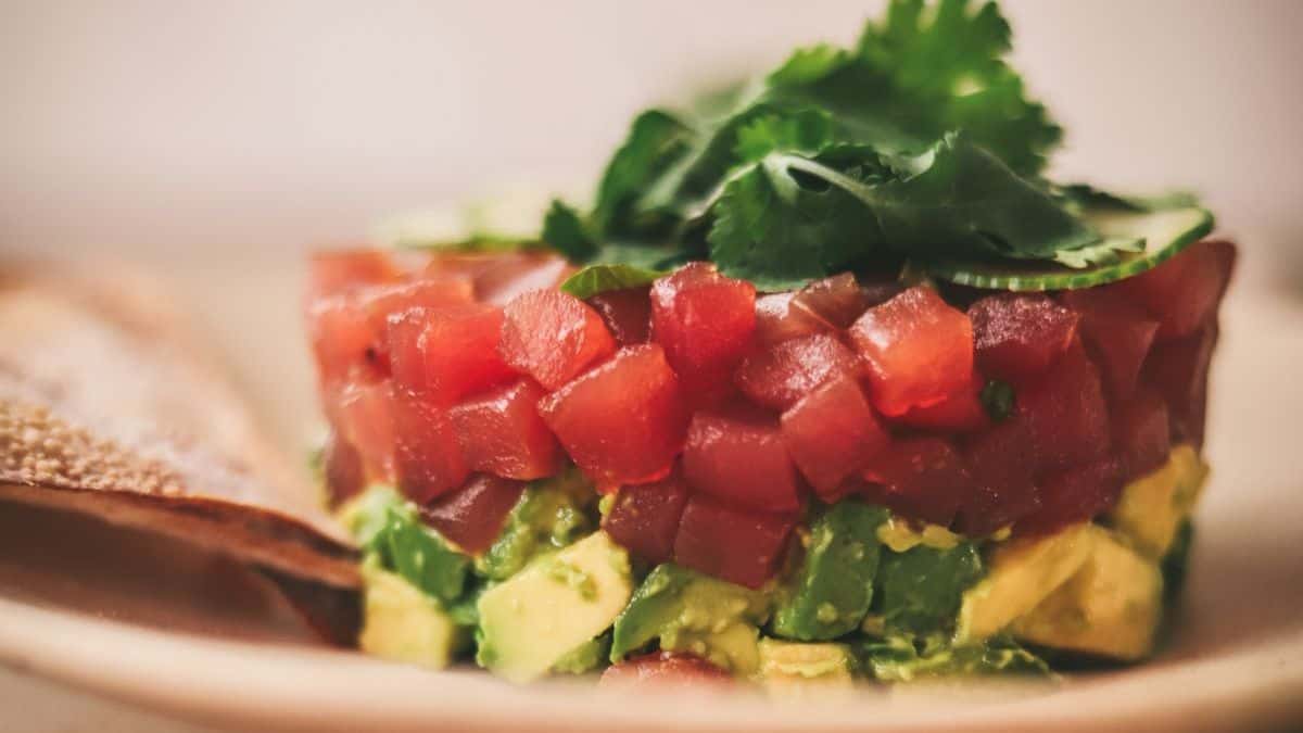 tuna tartare with avocado on a plate