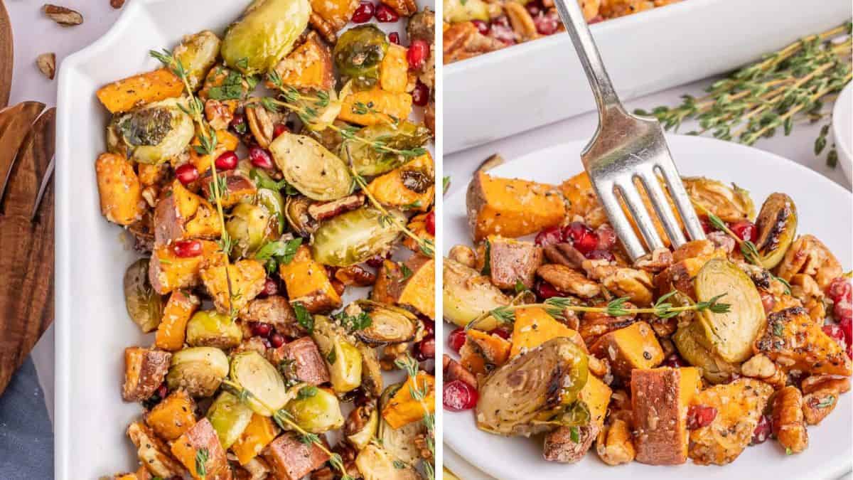 Roasted Brussels Sprouts & Sweet Potatoes