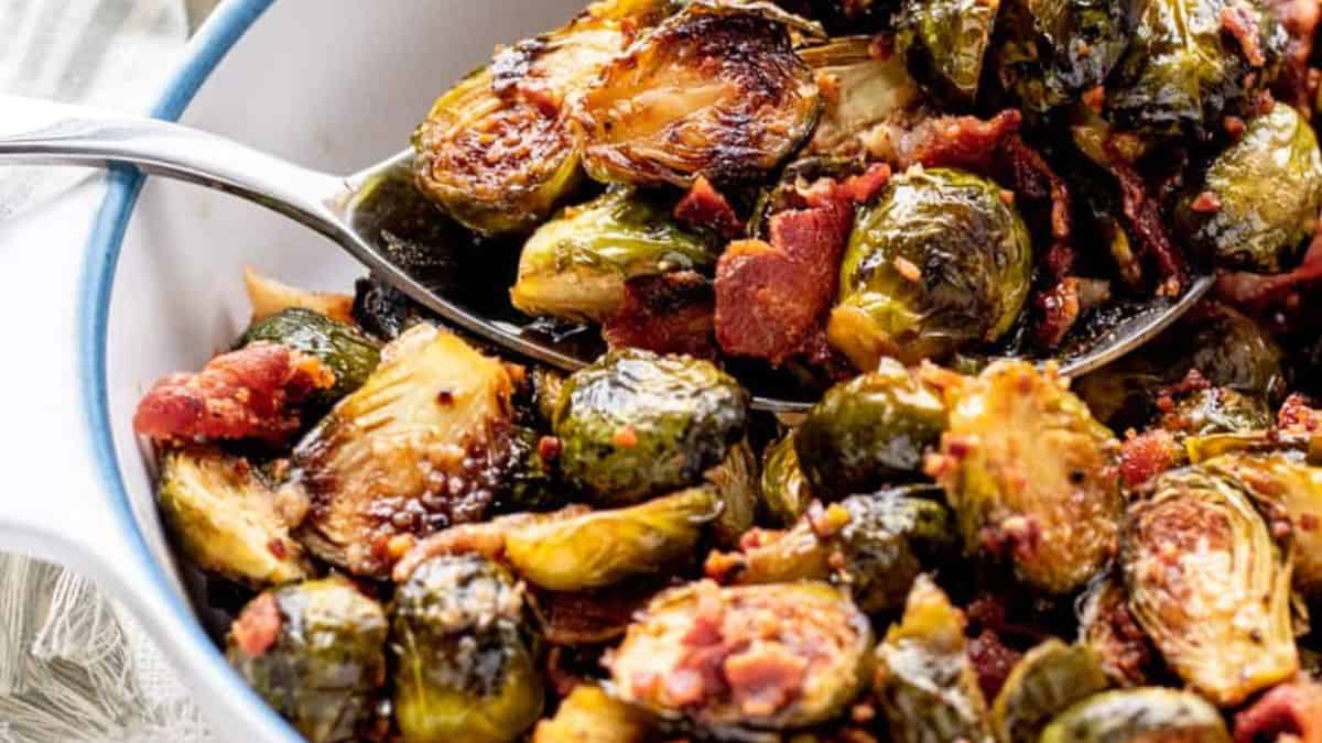 Roasted Maple Bacon Brussel Sprouts with Balsamic