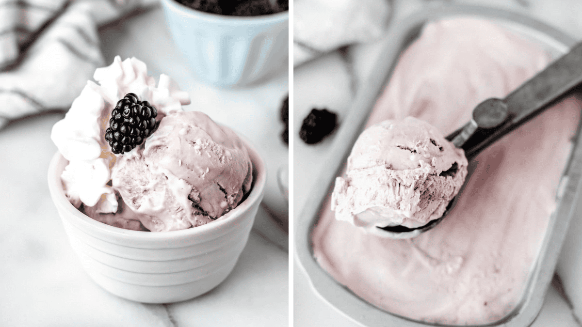 No Churn Blackberry Ice Cream