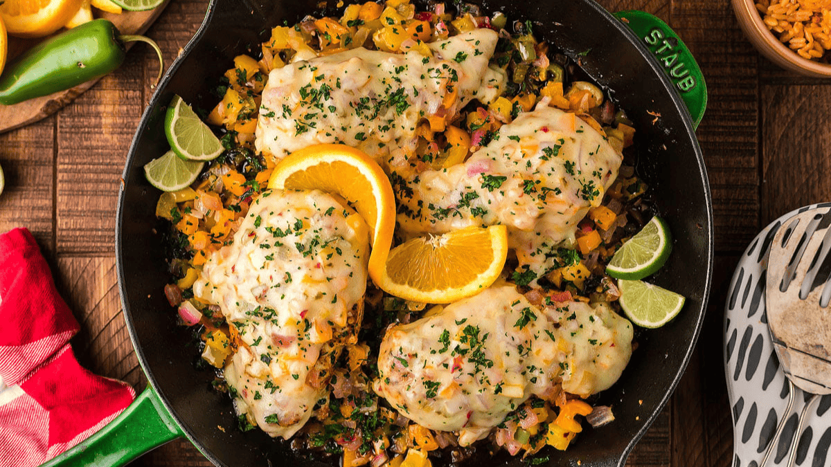 Cheesy Baja Chicken & Bell Pepper Skillet