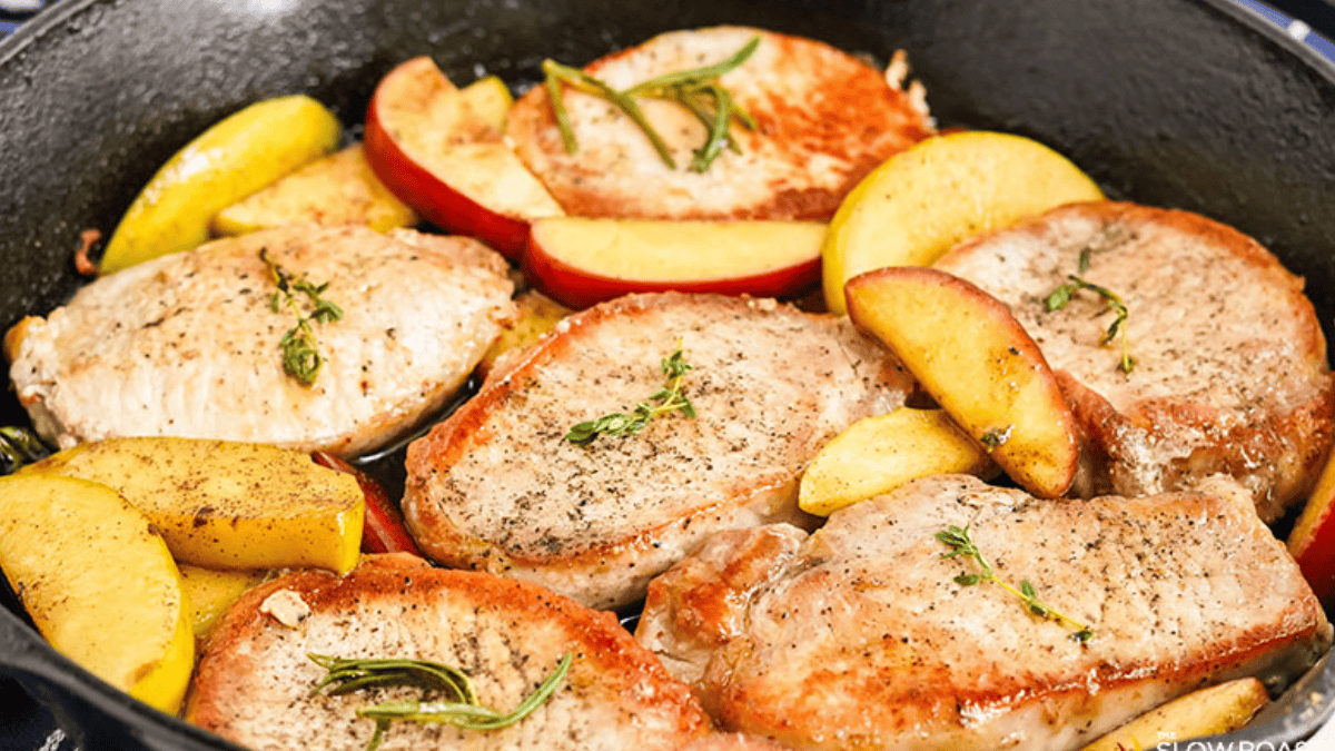 Cast Iron Pork Chops with Apples