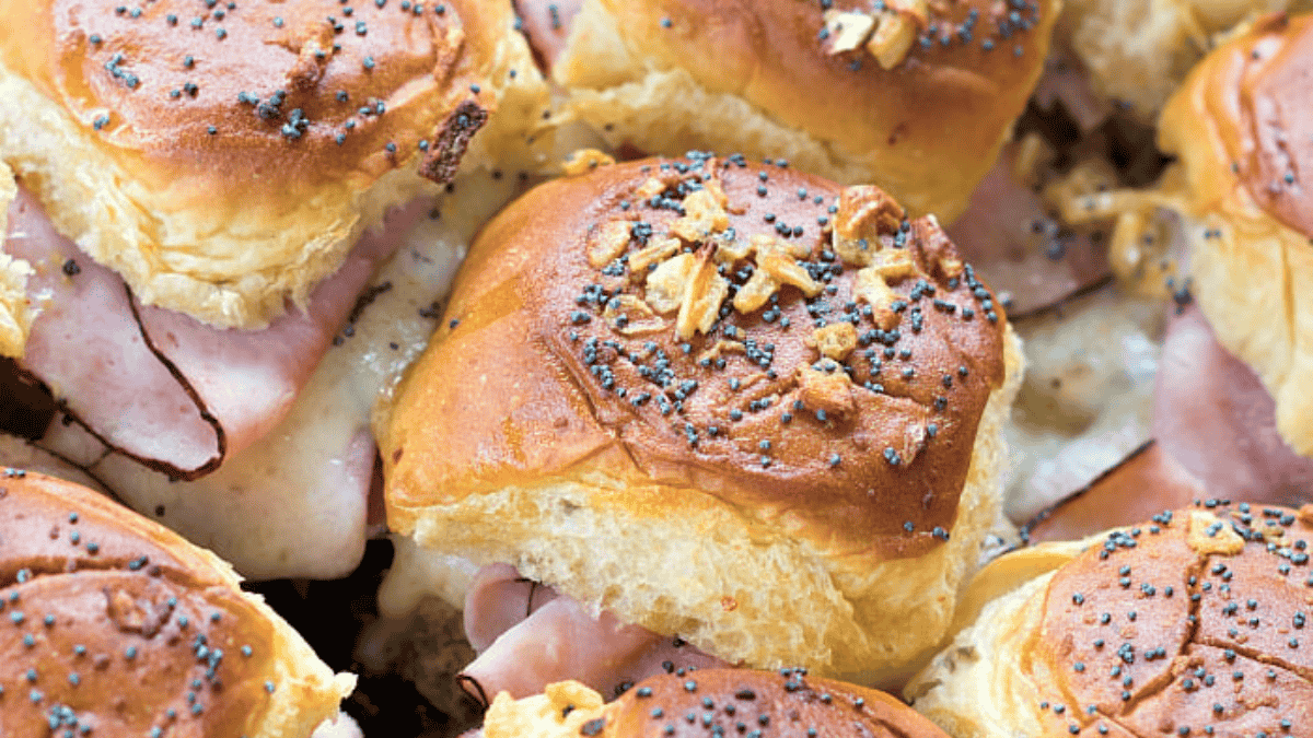 Cast Iron Baked Ham and Swiss Sliders