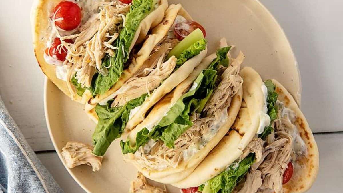 Slow Cooker Greek Chicken Gyros