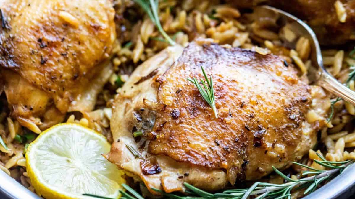 Rosemary Chicken with Parmesan Orzo