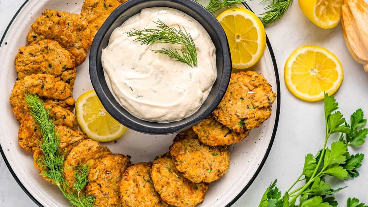 Air Fryer Salmon Patties With Dill Sauce