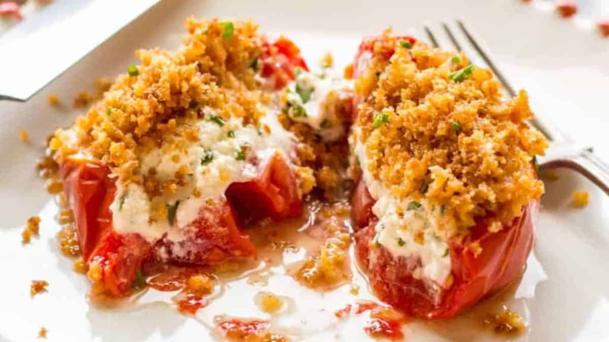 Easy Baked Goat Cheese Stuffed Tomatoes