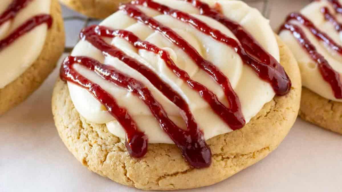 Copycat Crumbl Raspberry Cheesecake Cookies Made With A Cake Mix