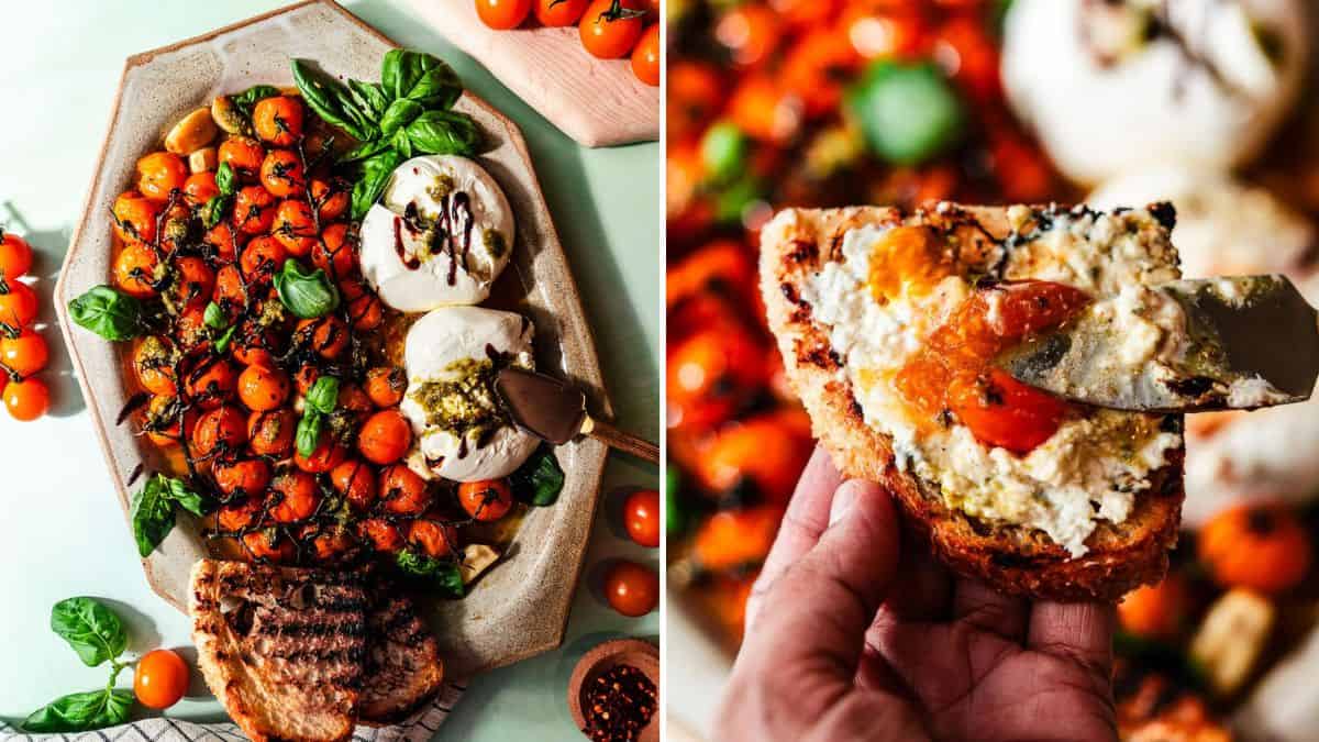 Roasted Cherry Tomatoes with Burrata