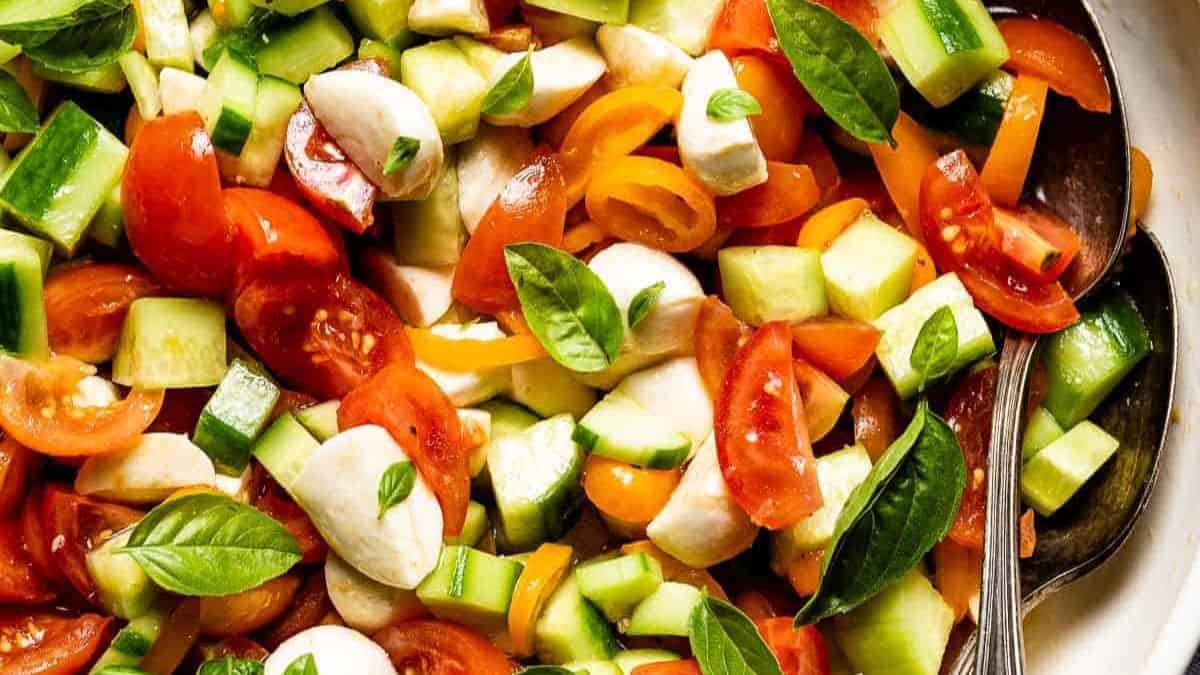 Tomato Cucumber Mozzarella Salad