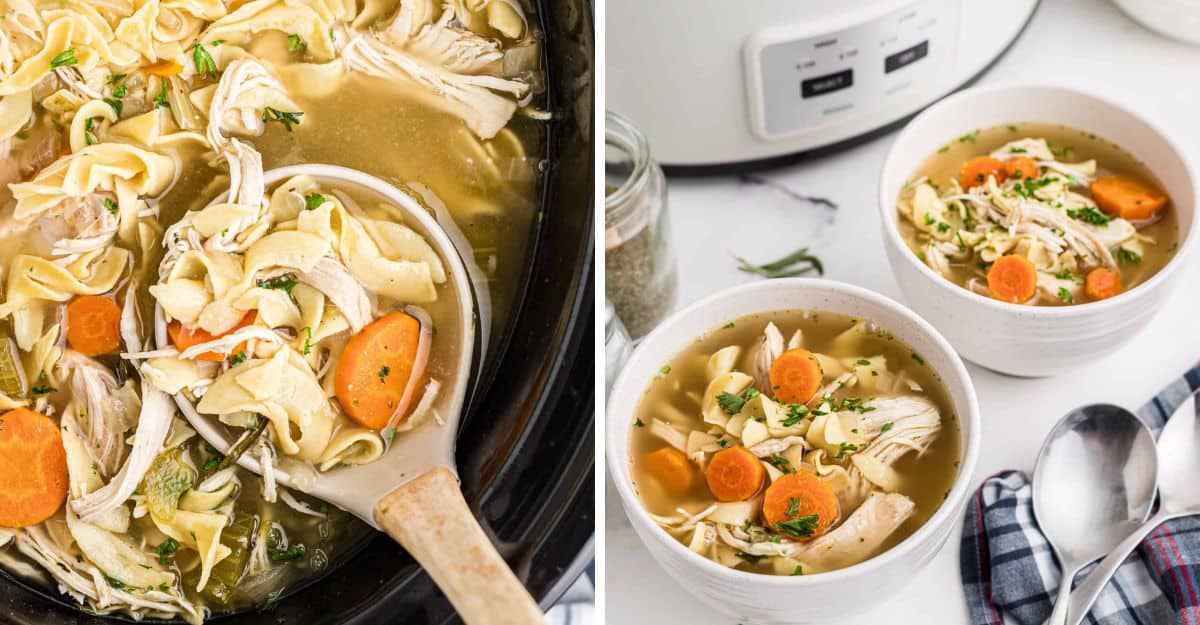 Easy Homemade Crockpot Chicken Noodle Soup Recipe