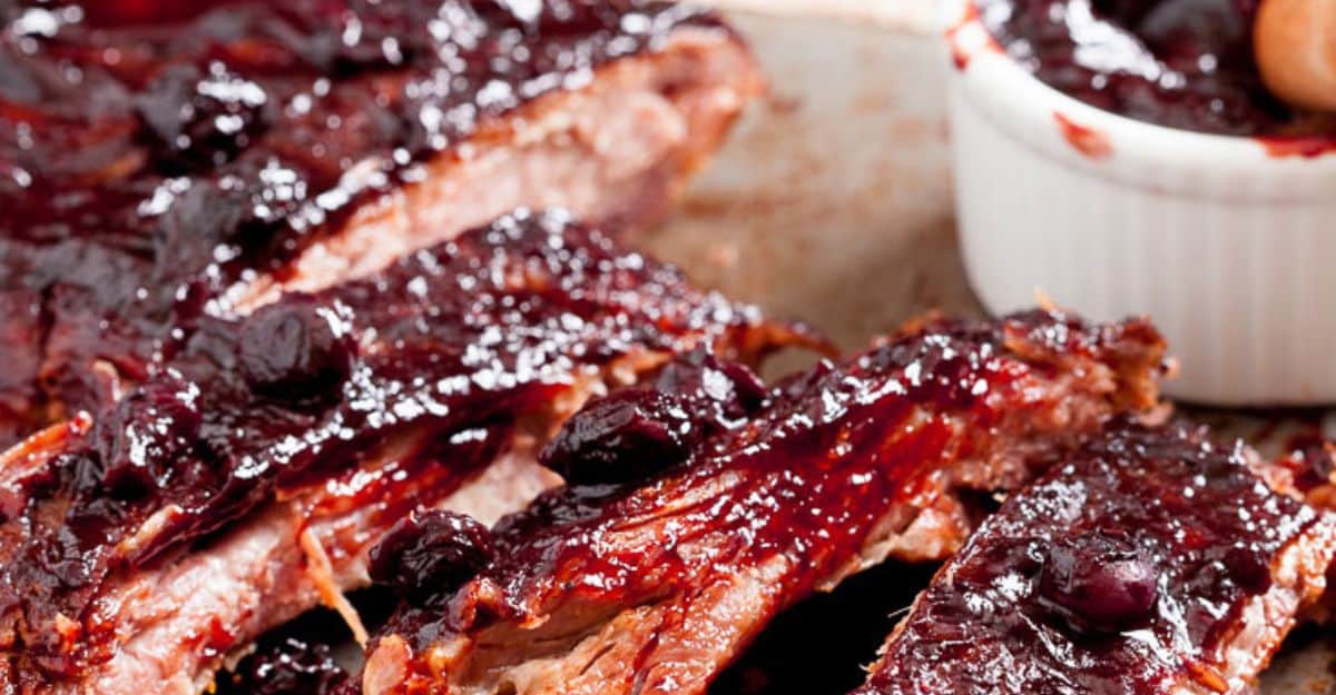 Ribs In The Oven With Blueberry BBQ Sauce