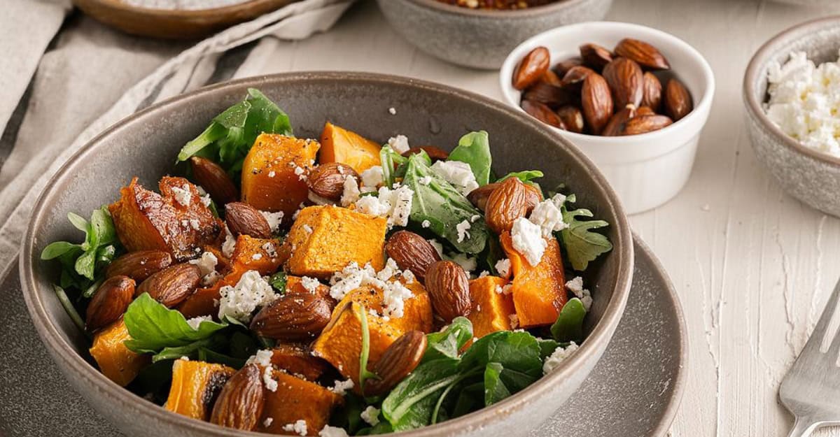 Roasted Butternut or Pumpkin Feta Arugula Rocket Salad
